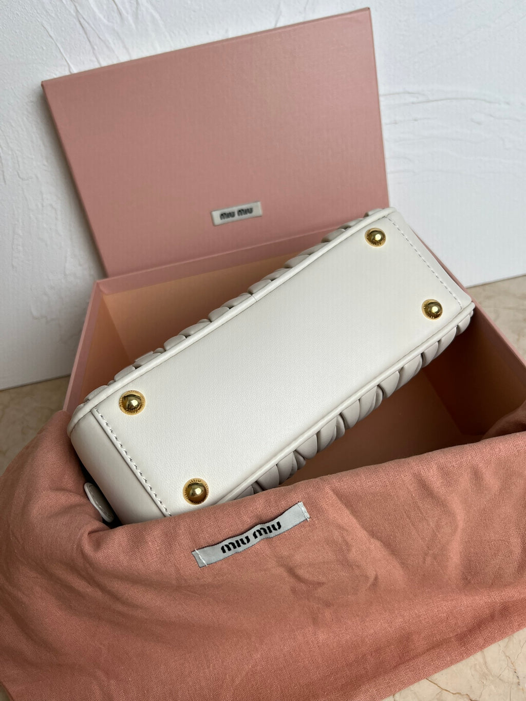 White Arcadie Matelassé Leather Bag