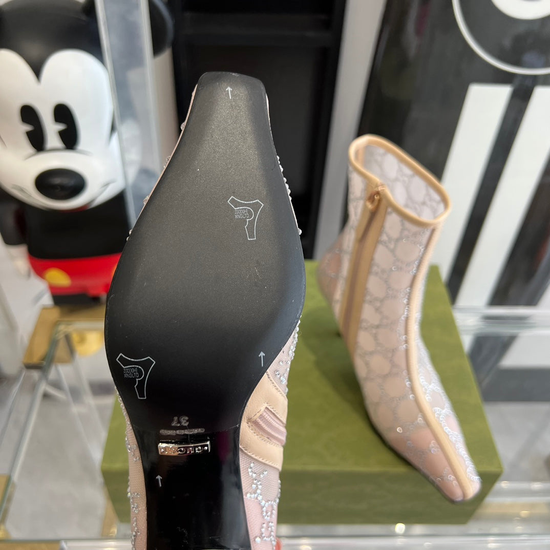 Rose Beige Mid-Heel Boot