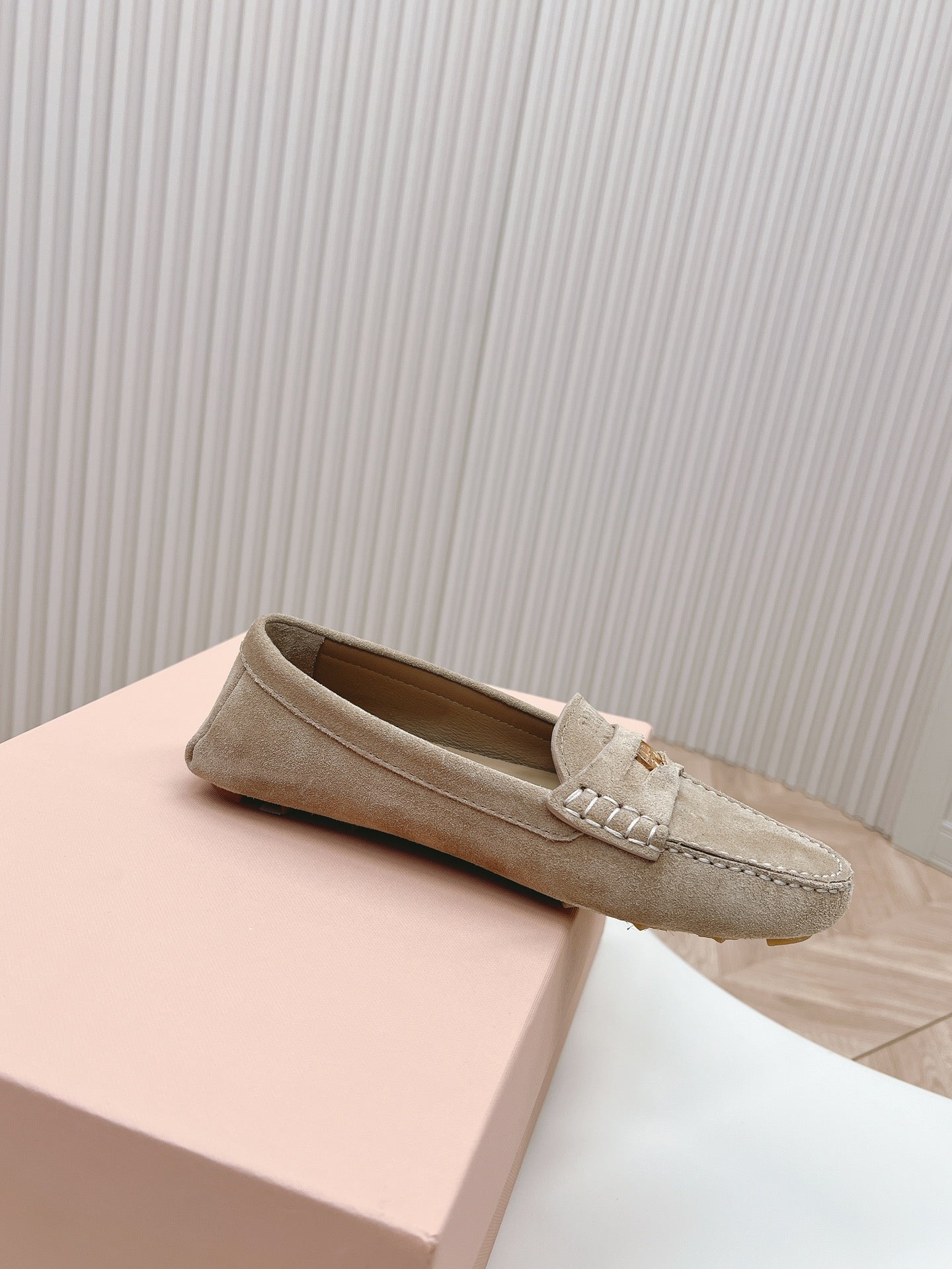 Ecru Suede Driving Shoes