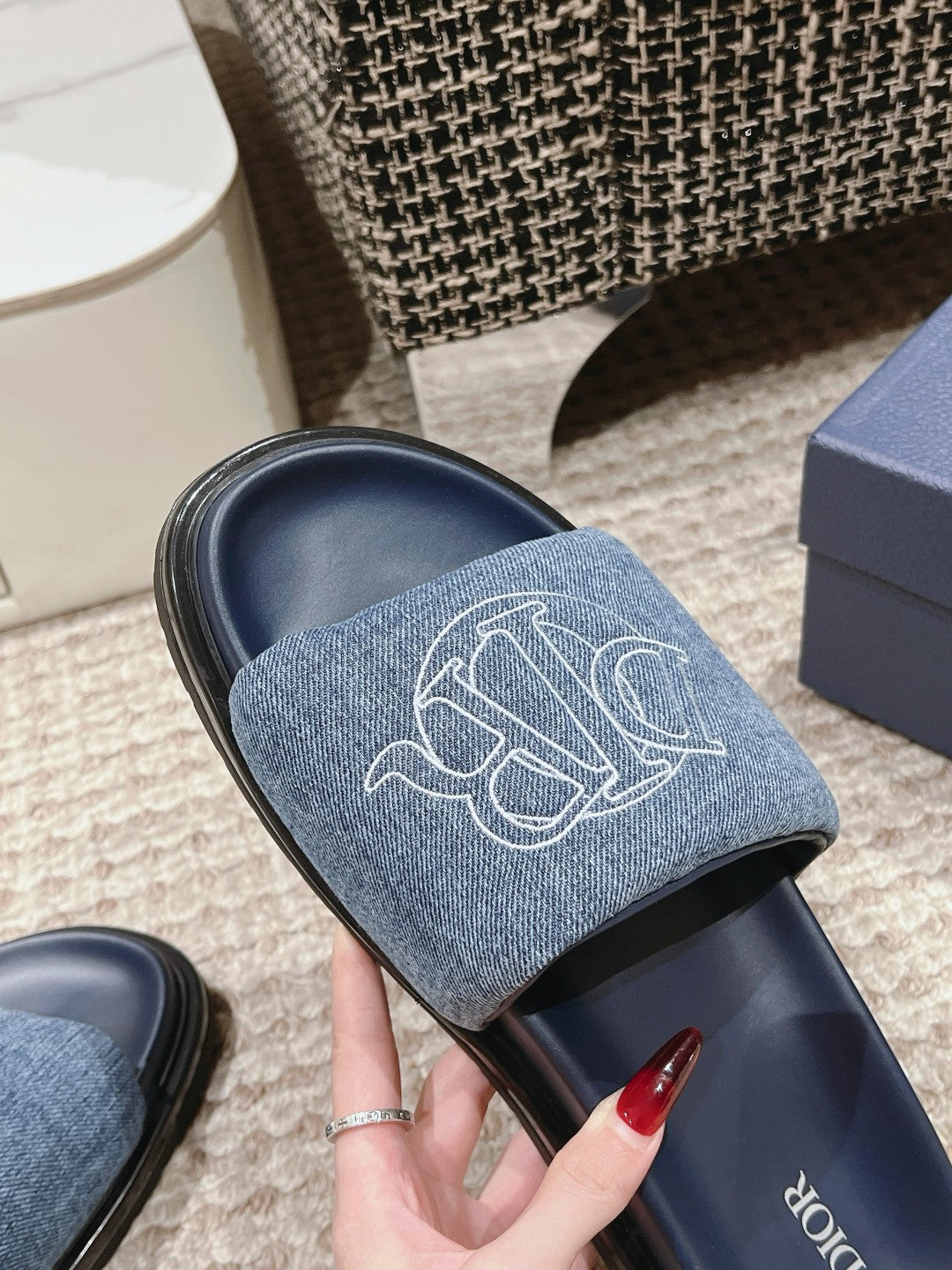 Blue Quilted Denim DA Sandal