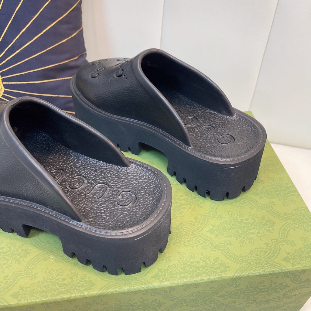Black GE rubber platform mules