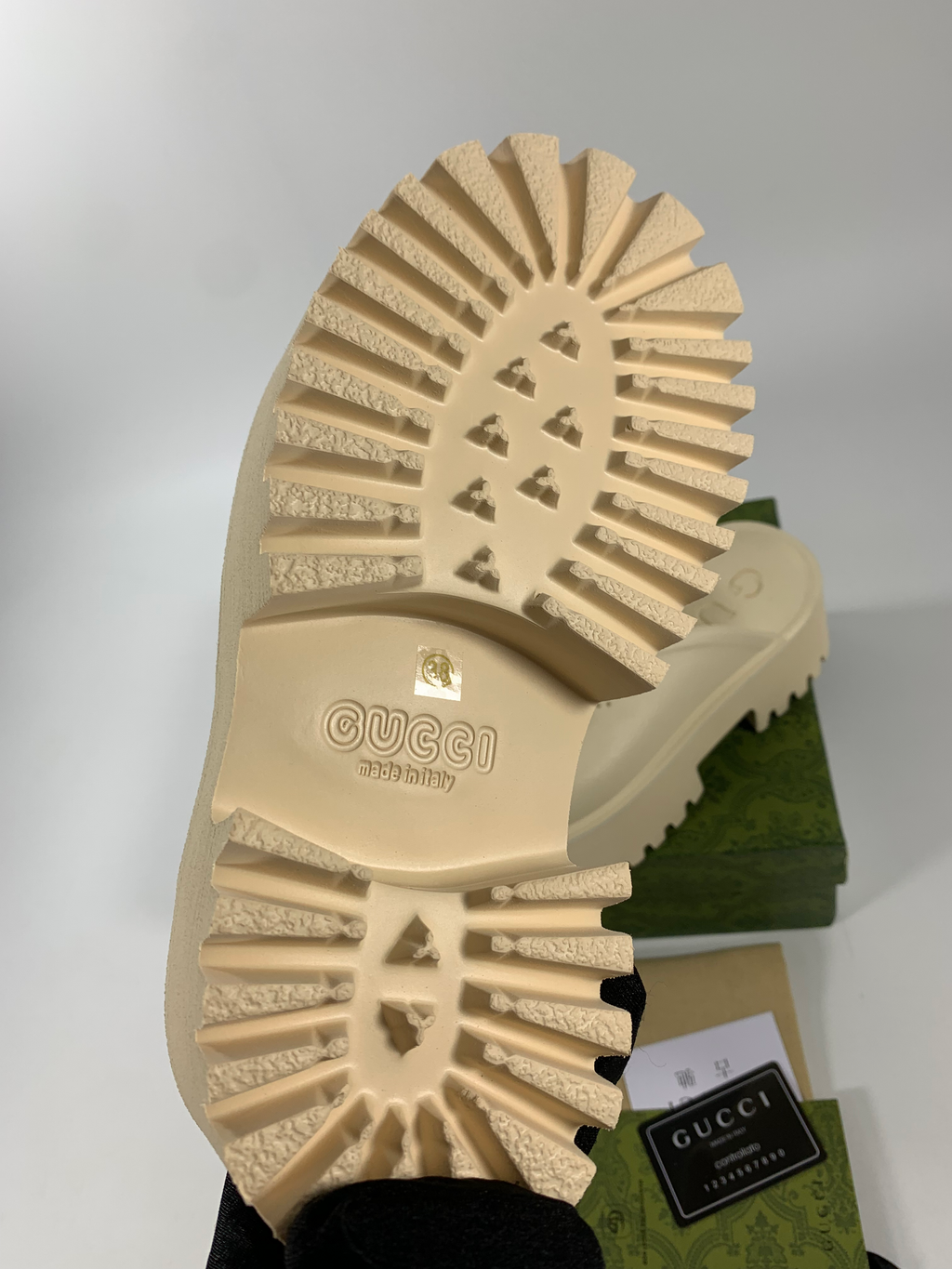 White GE rubber platform mules