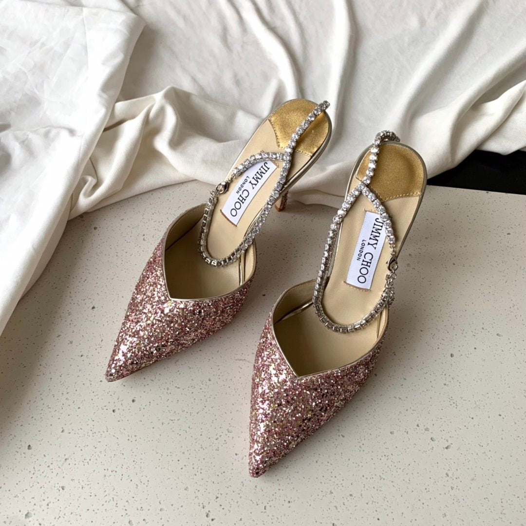 Rose coarse glitter JS pumps