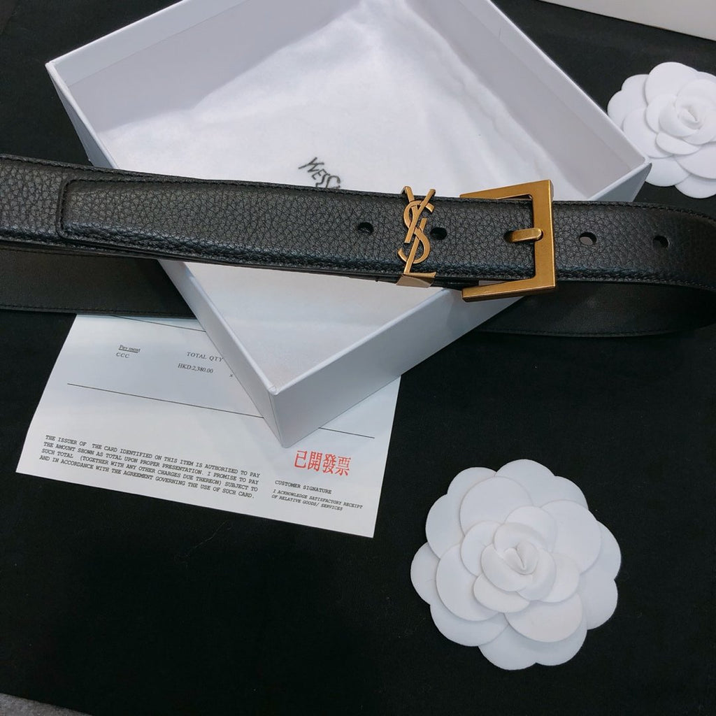 Gold embellished leather belt