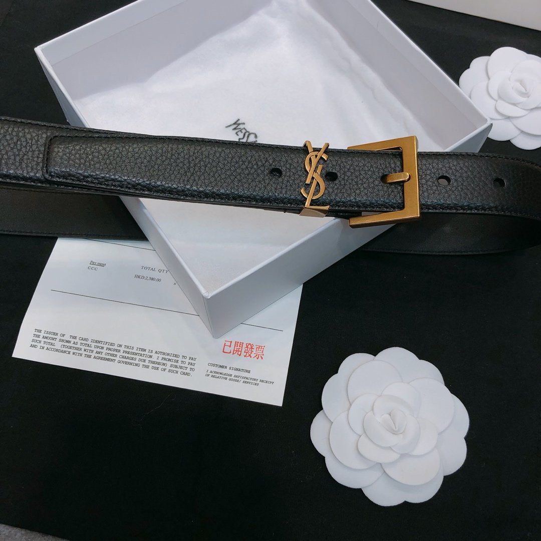 Gold embellished leather belt