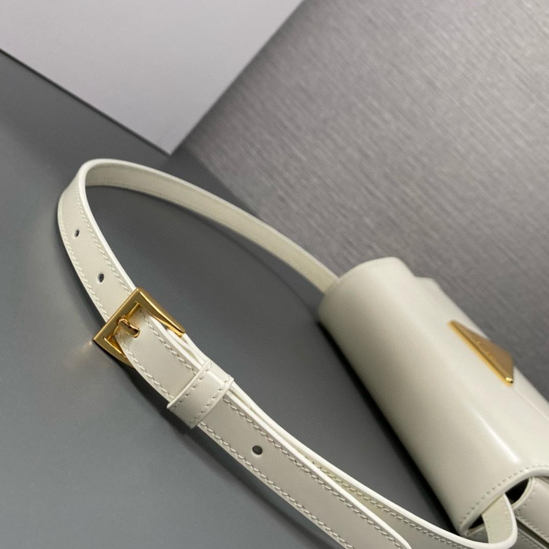 White Medium Brushed Leather Handbag