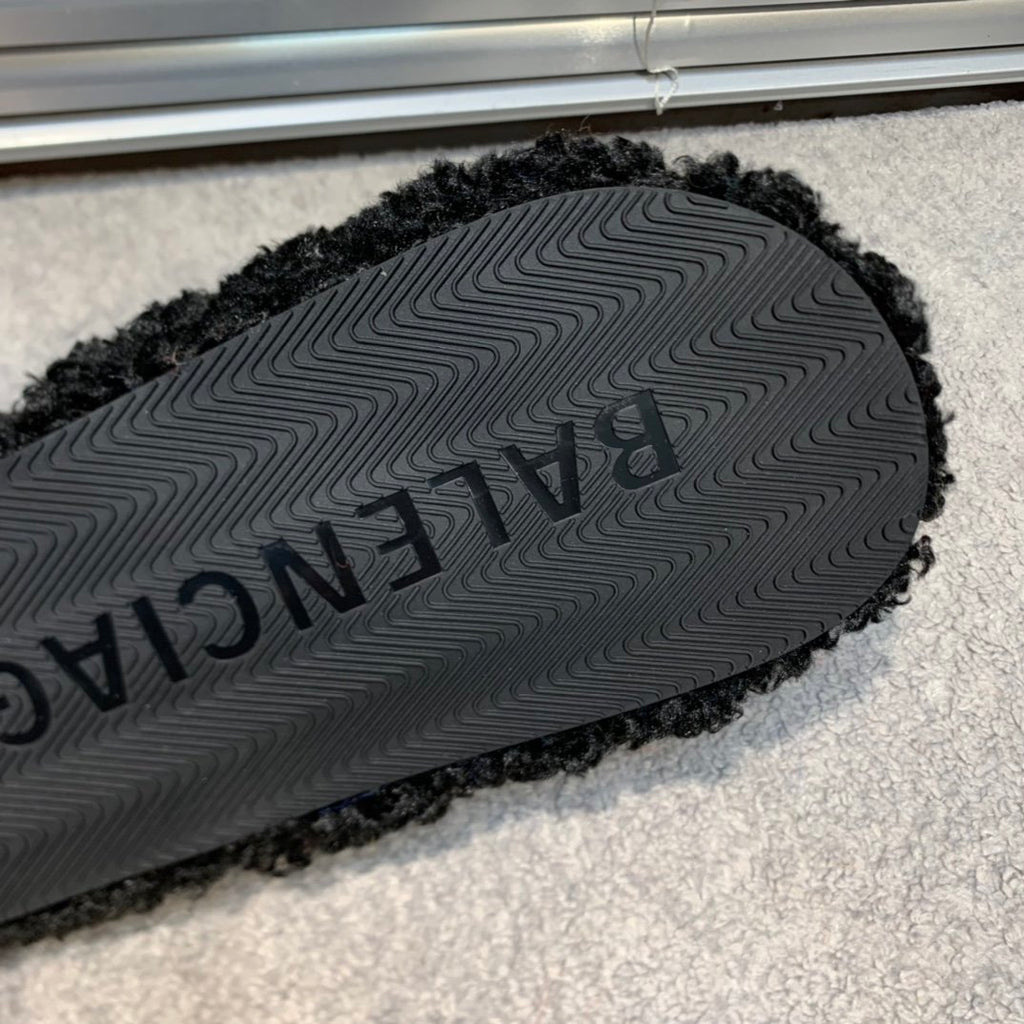 Men's Black BL Furry slides