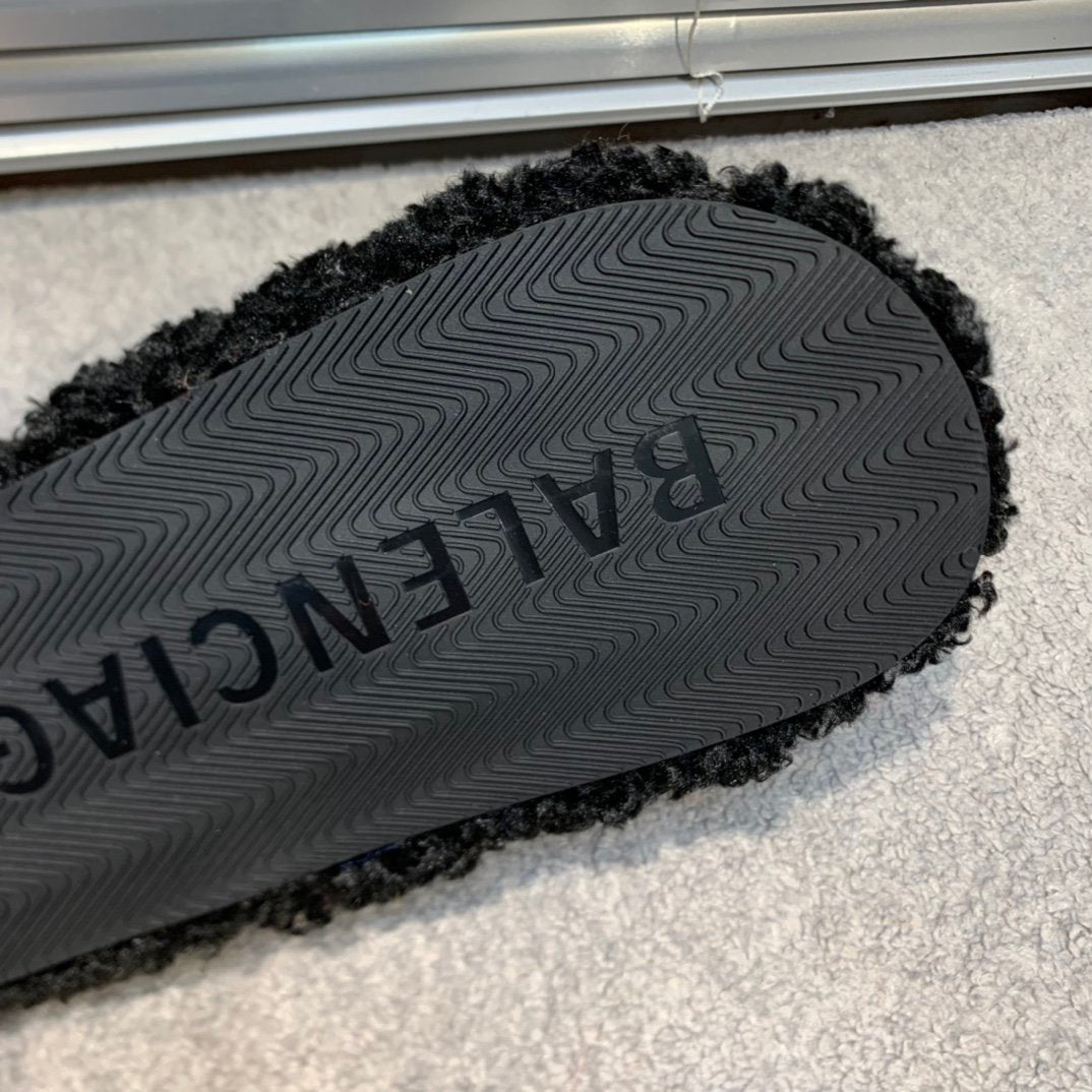 Men's Black BL Furry slides