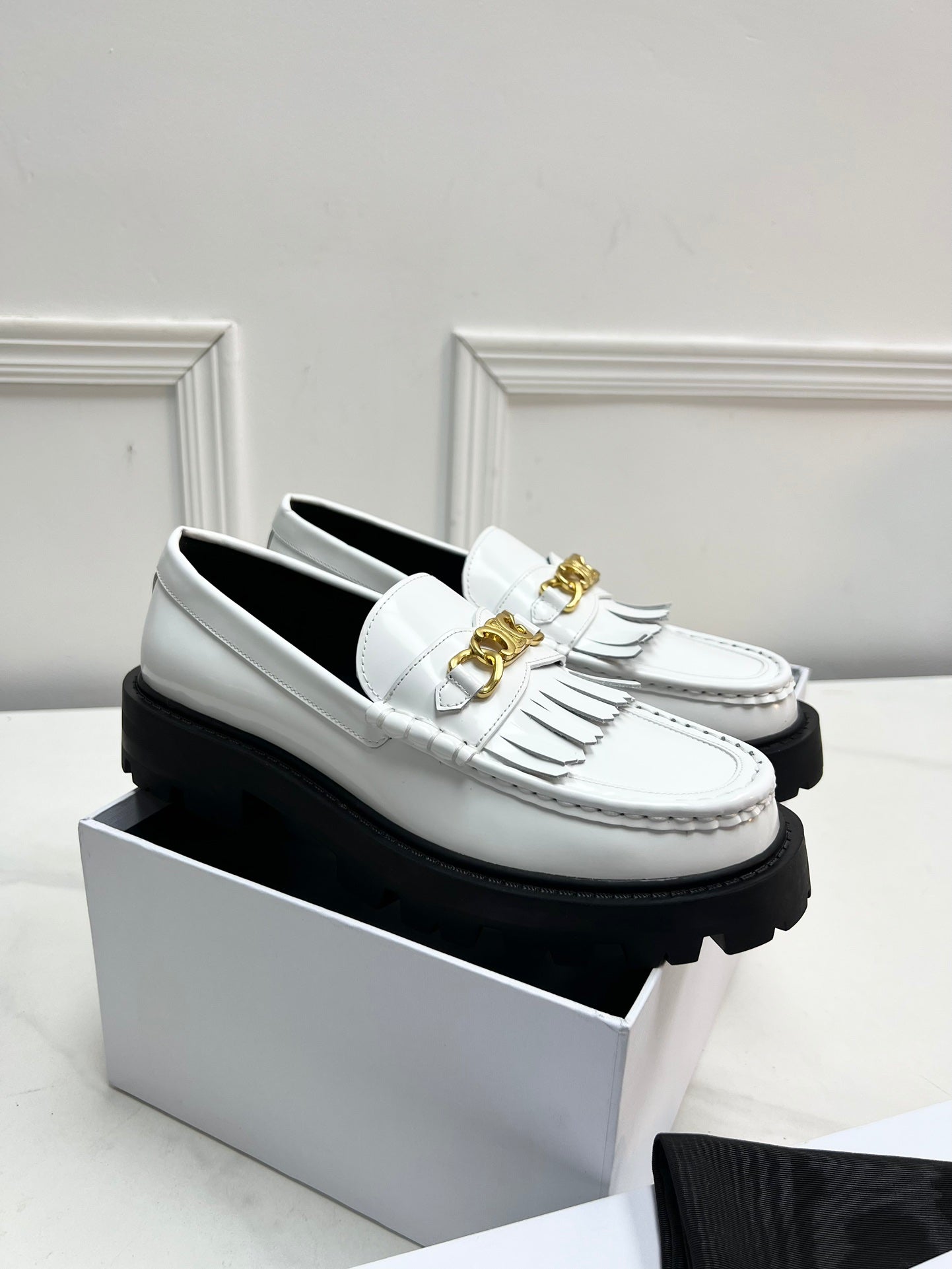 White CM Loafer With Tassels