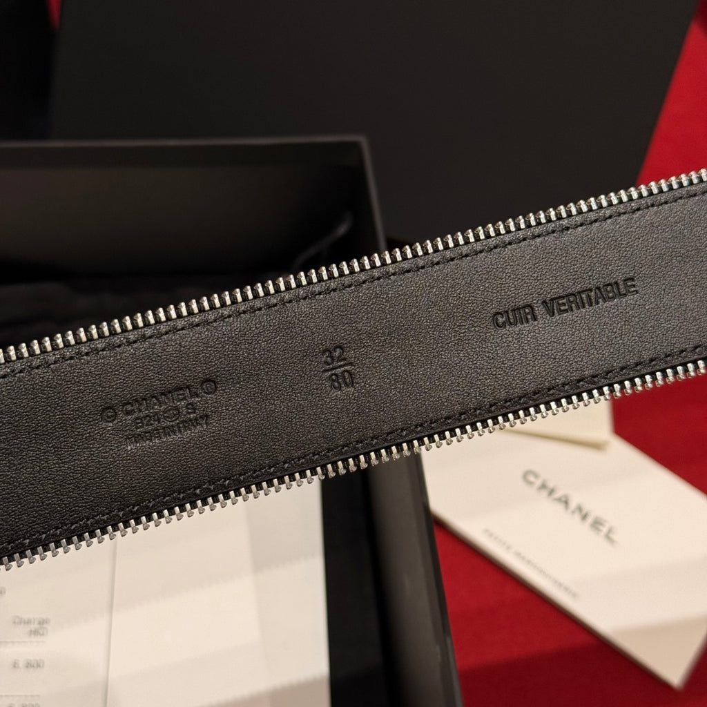 Black & Silver Zipper Belt