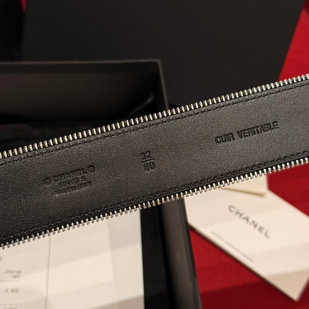 Black & Silver Zipper Belt