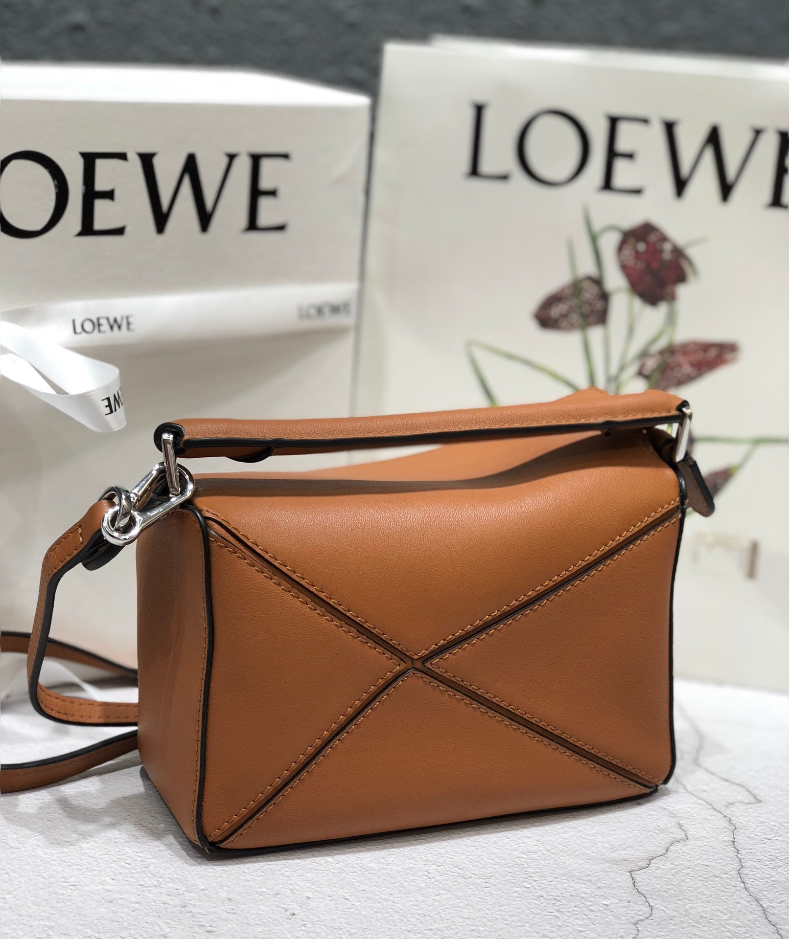 Tan LP Mini Leather Shoulder Bag