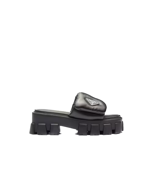 Black Soft Padded Leather Sandals