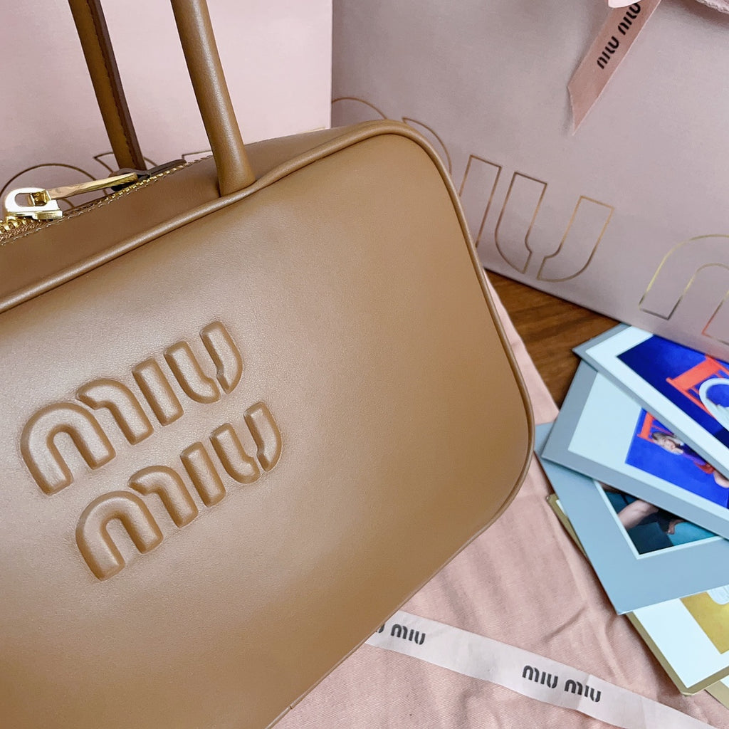 Cognac Beau Leather Top-Handle Bag