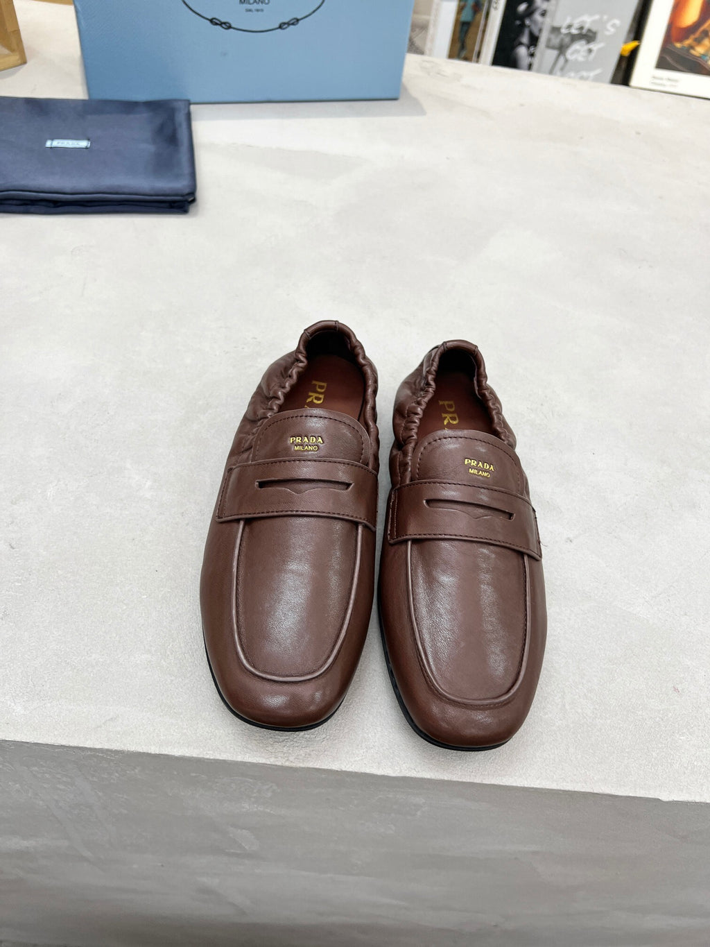 Women's Cognac Shuffle Antiqued Leather Loafers