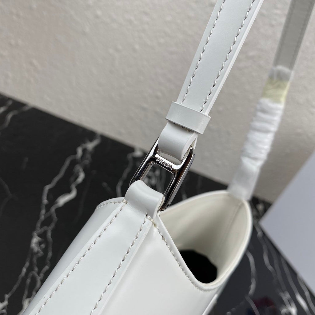 White PC brushed leather shoulder bag