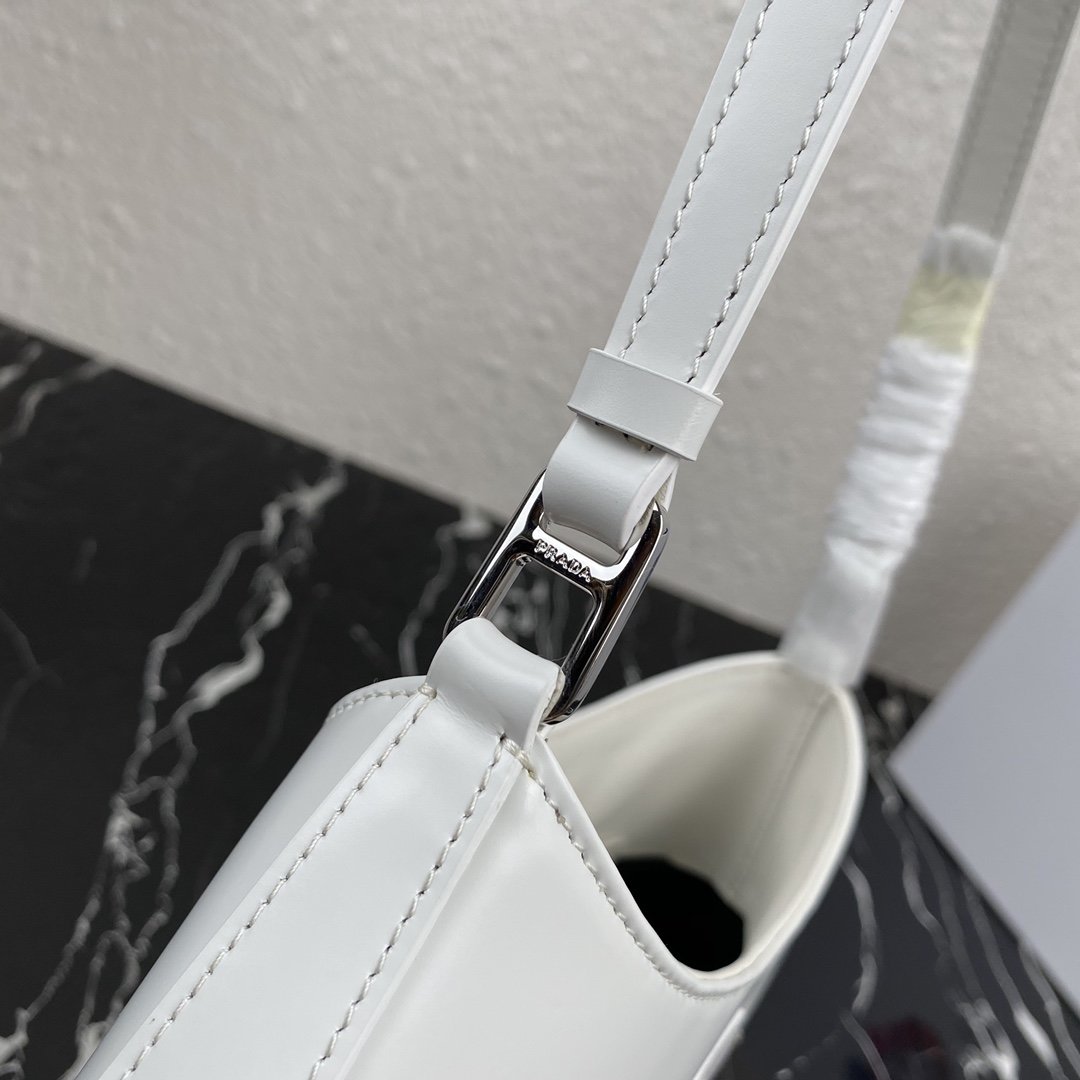 White PC brushed leather shoulder bag