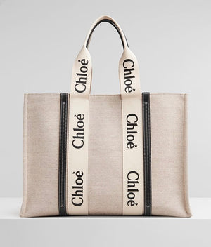 CW large navy leather-trimmed cotton-canvas tote