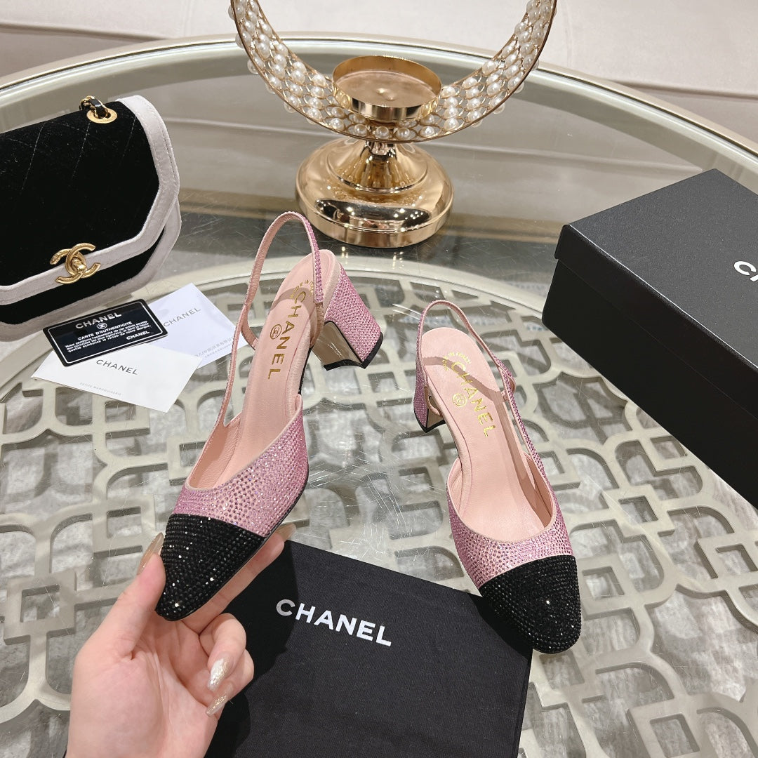 Pink & Black CC Slingbacks