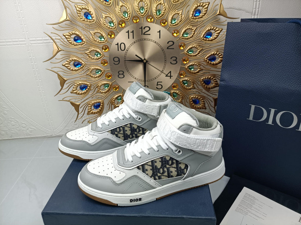 Women's Gray and white DB mid-top sneaker