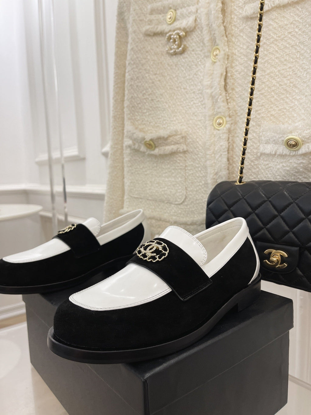 White & Black CC loafers