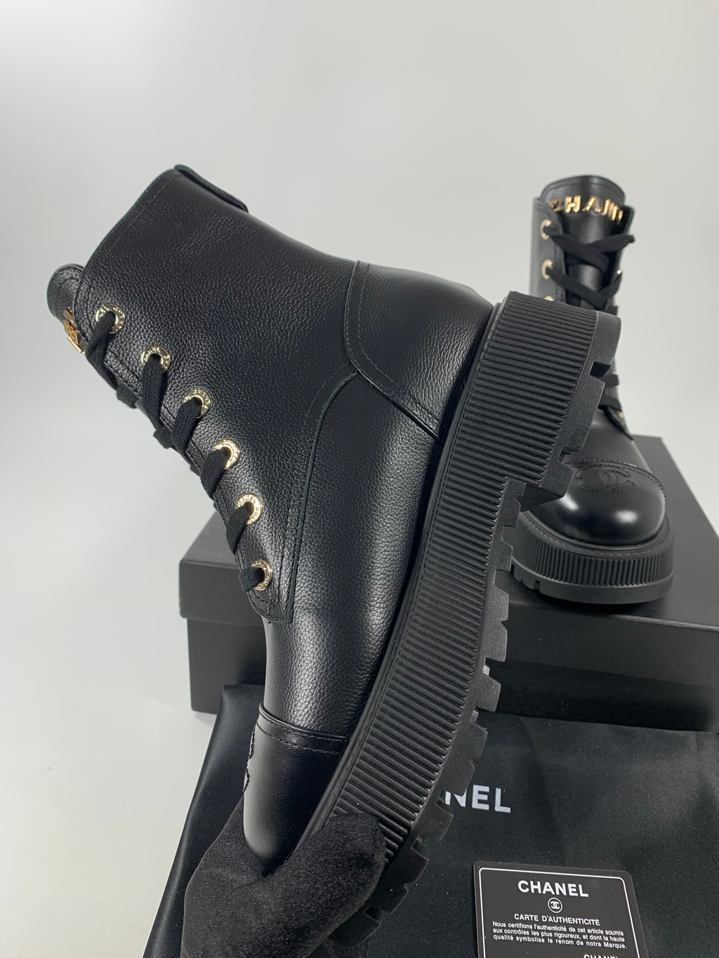 Black C Leather Ankle Boots