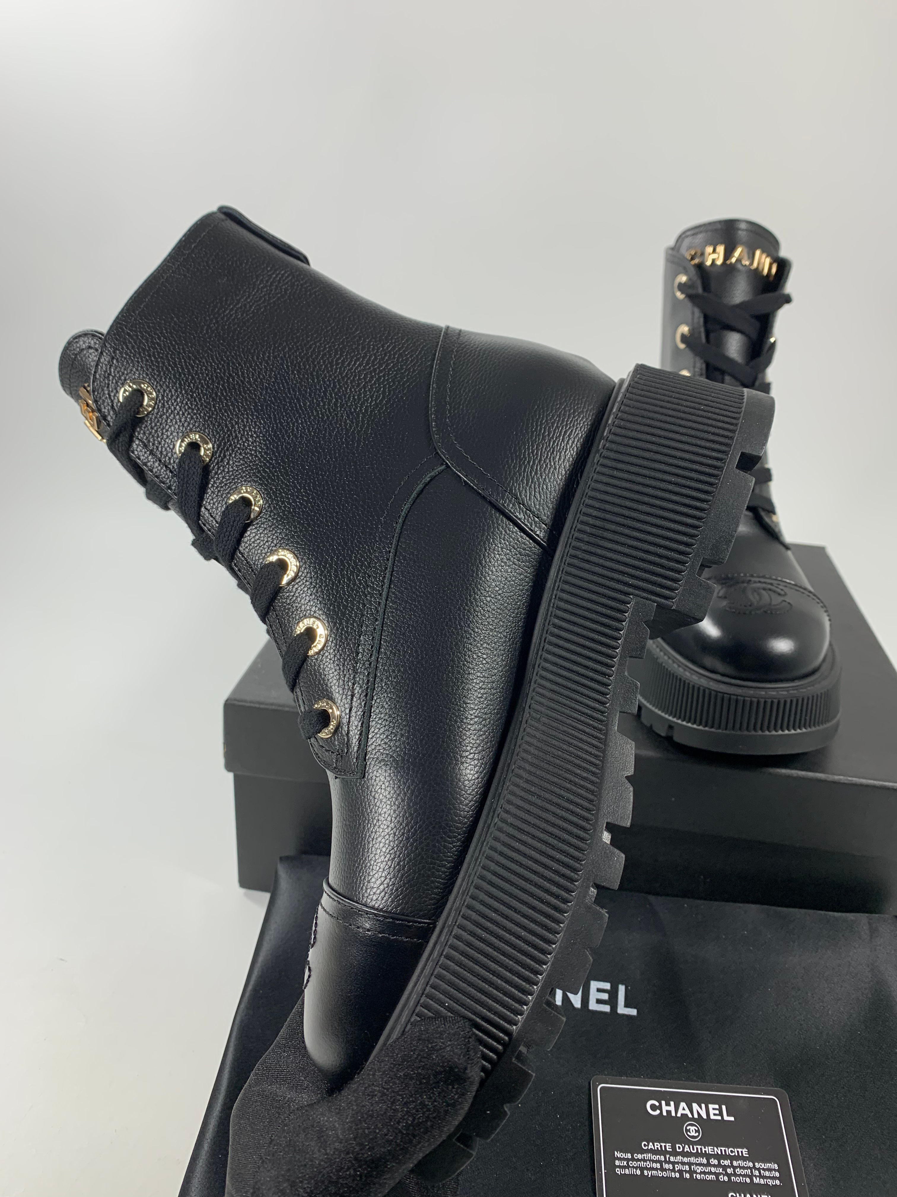 Black C Leather Ankle Boots