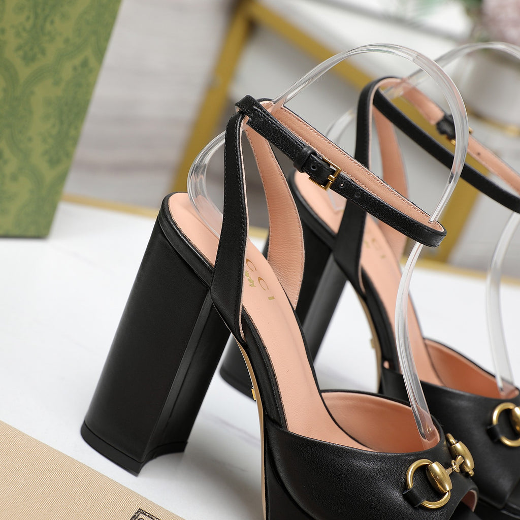 Black Horsebit Platform Sandal