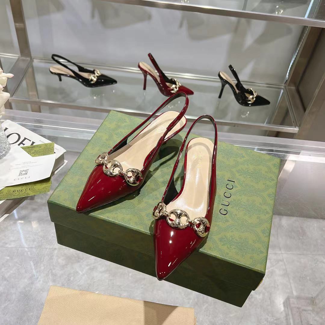 Red Slingback With Chain