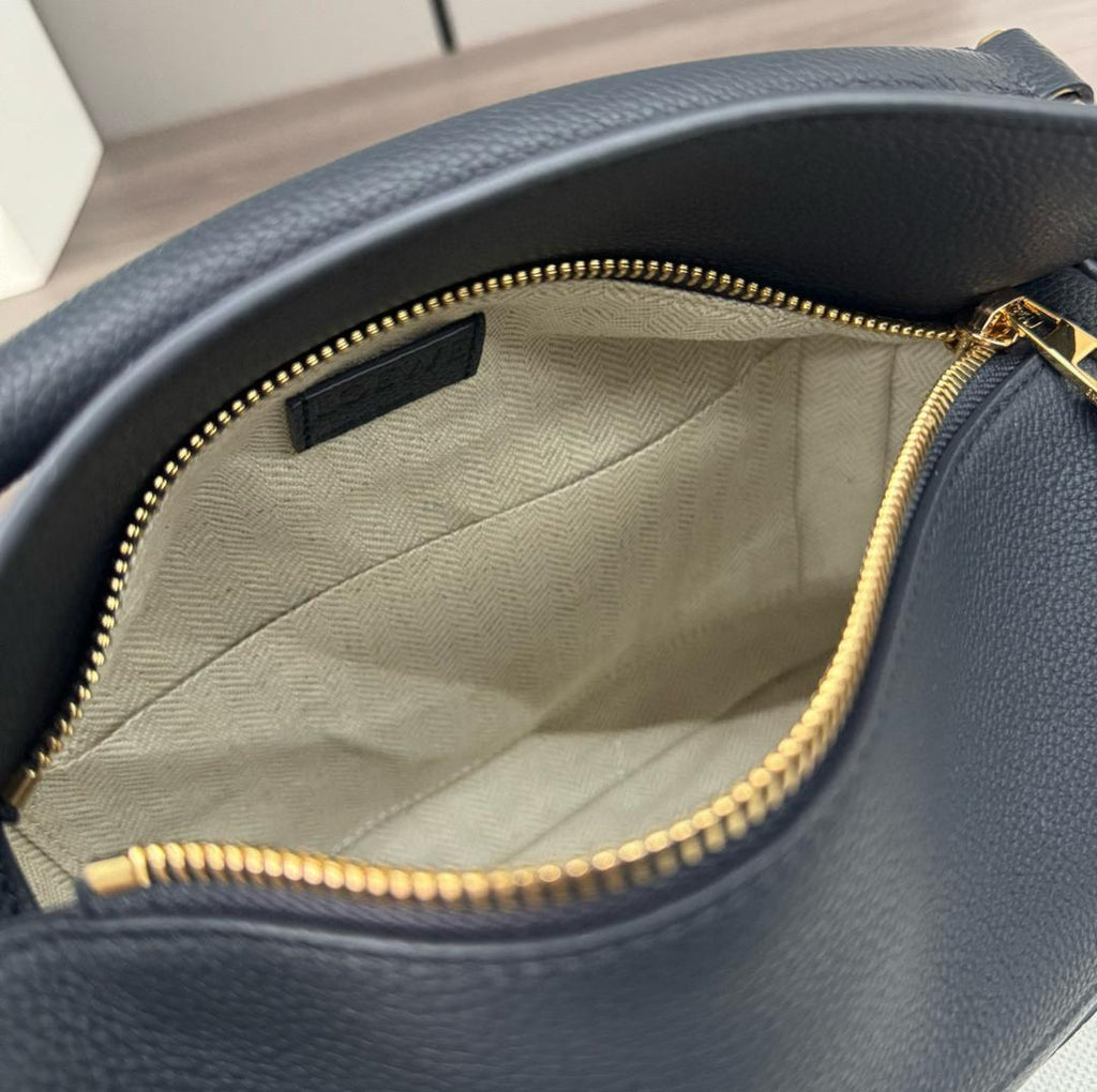 Deep Navy LP Small Leather Shoulder Bag