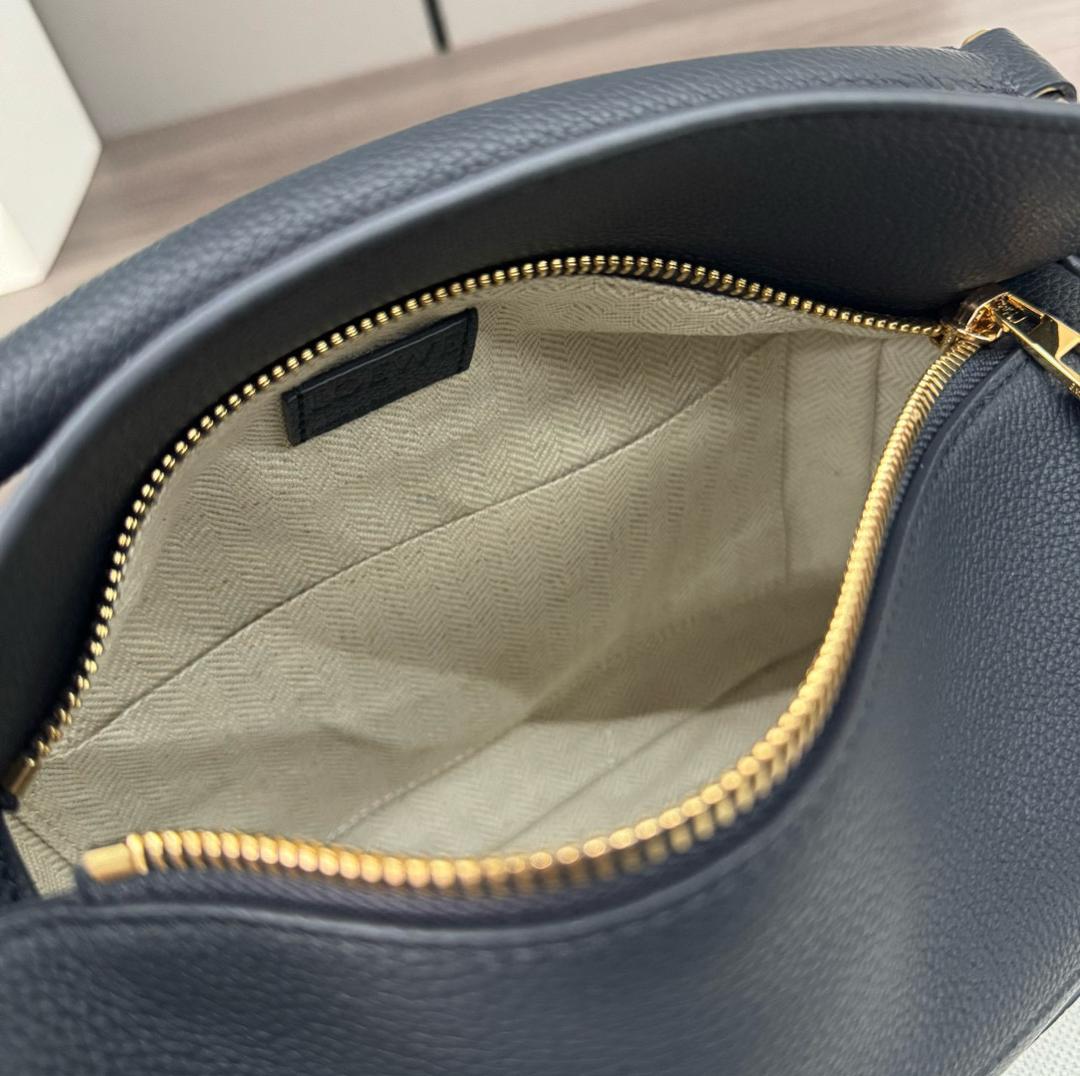 Deep Navy LP Small Leather Shoulder Bag