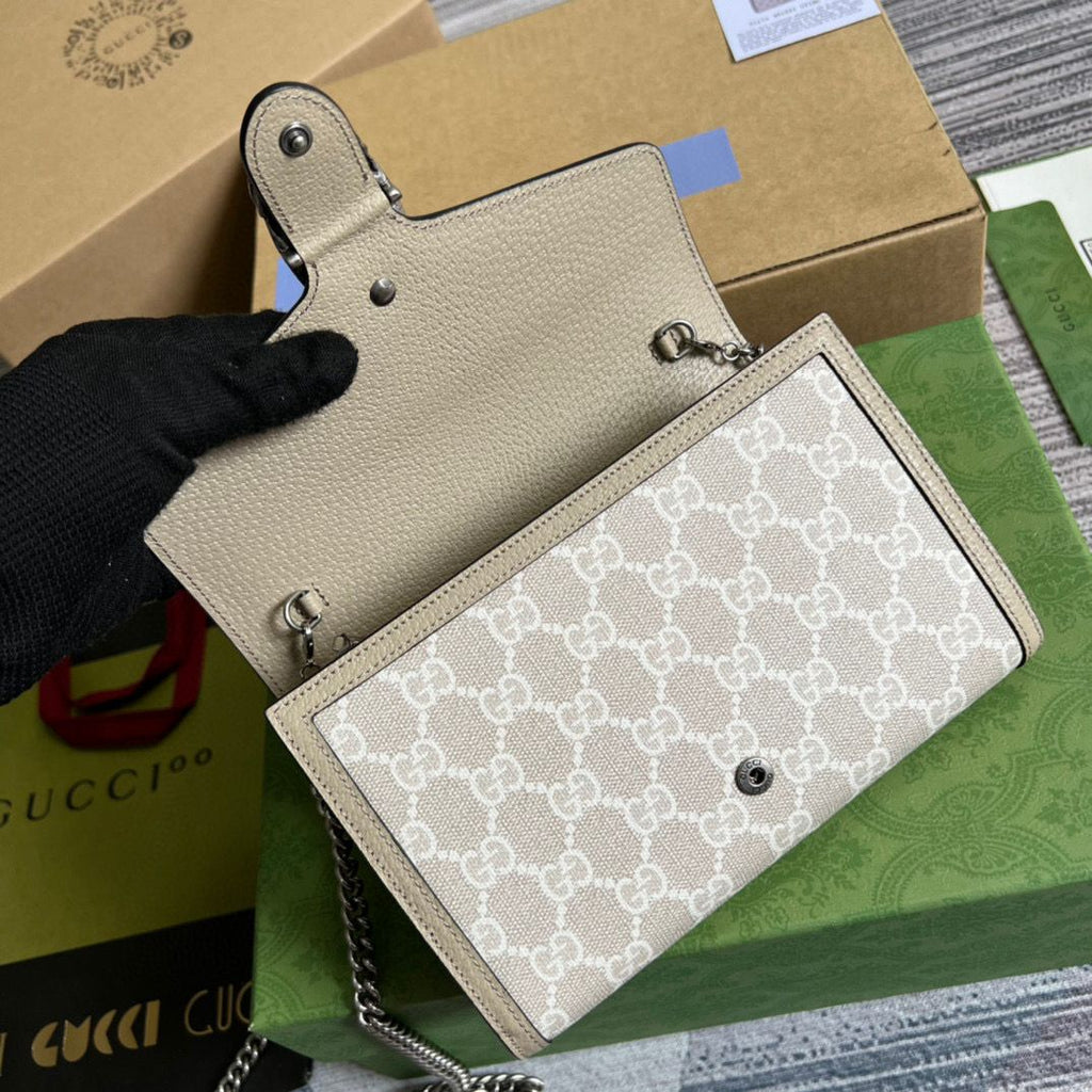 Beige & white DG supreme chain wallet