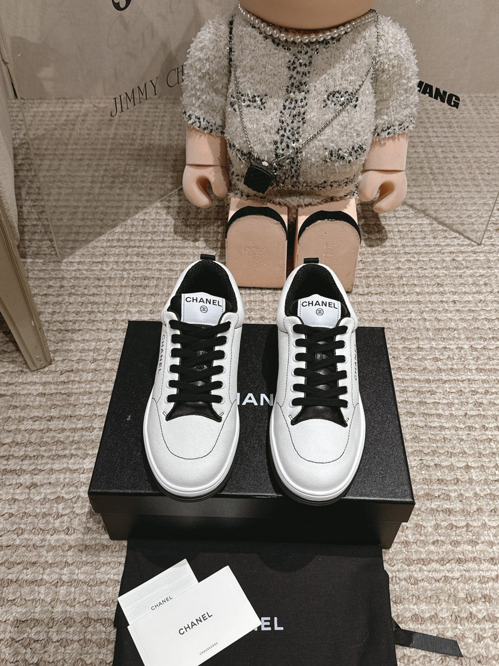 White & Black Cotton Trainers