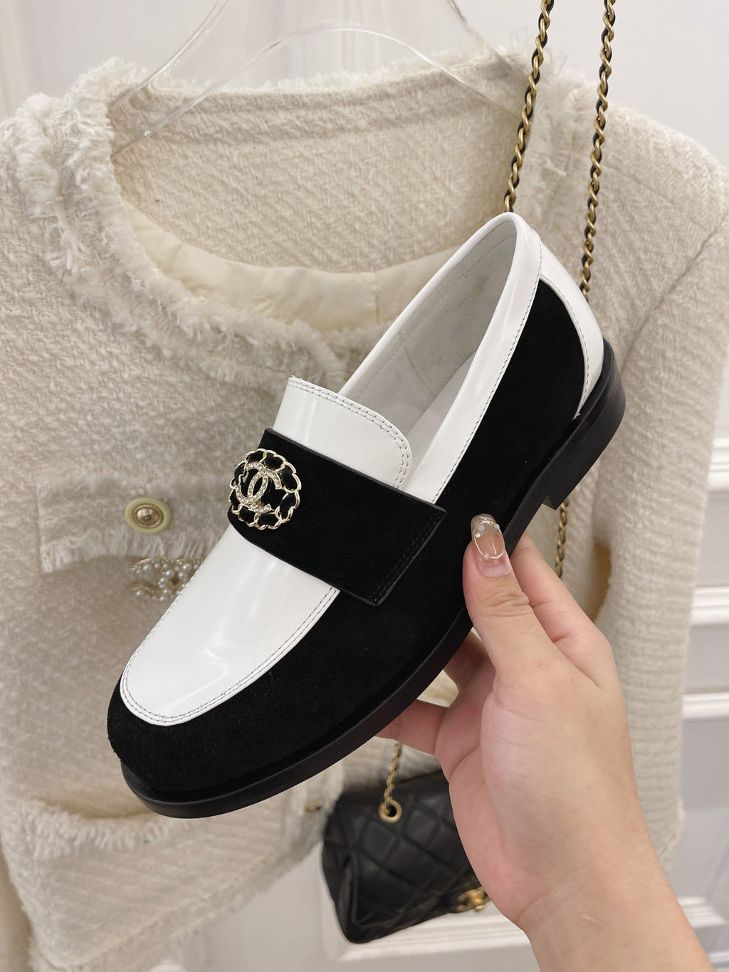 White & Black CC loafers