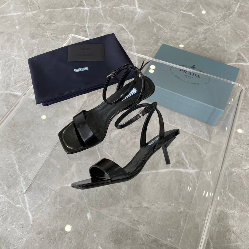 Black PR brushed leather sandals