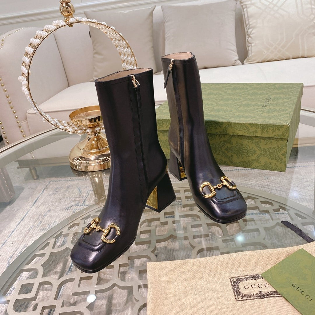 Black GH mid-heel ankle boot