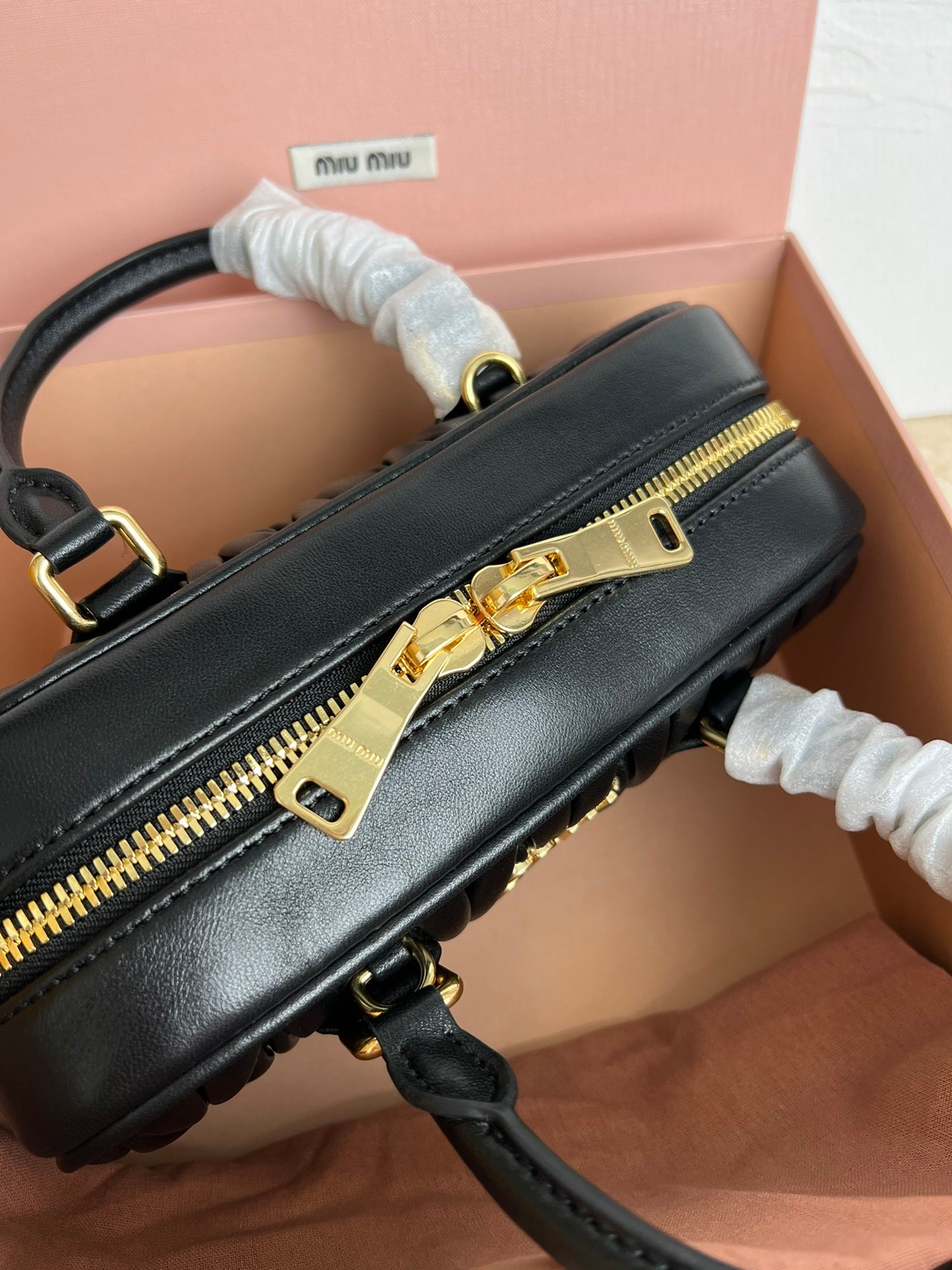 Black Arcadie Matelassé Leather Bag