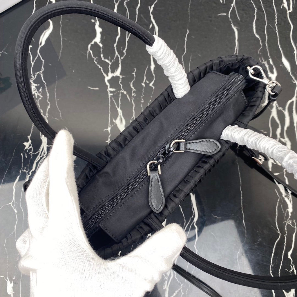 Black nylon tote bag