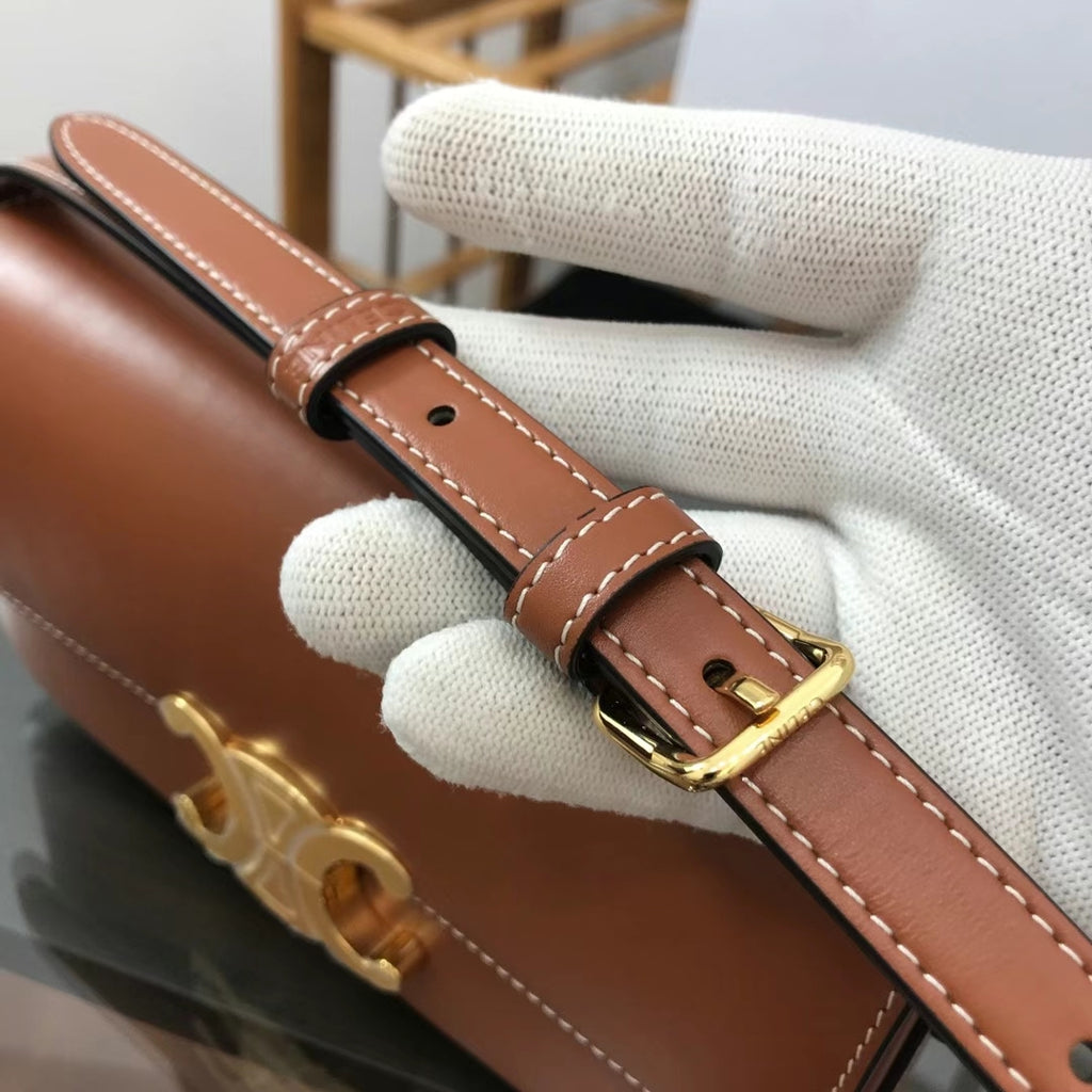 Tan triomphe shoulder bag