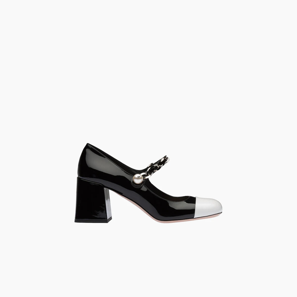 White & black MM patent leather 65 mm pumps