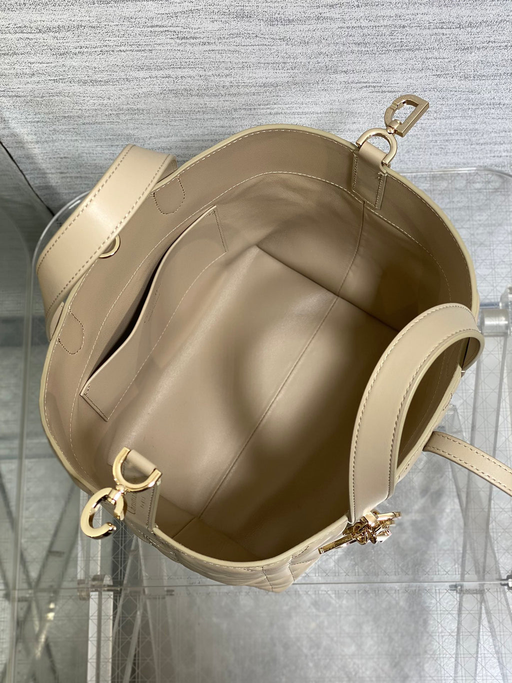 Powder Beige Small Toujours Vertical Tote Bag