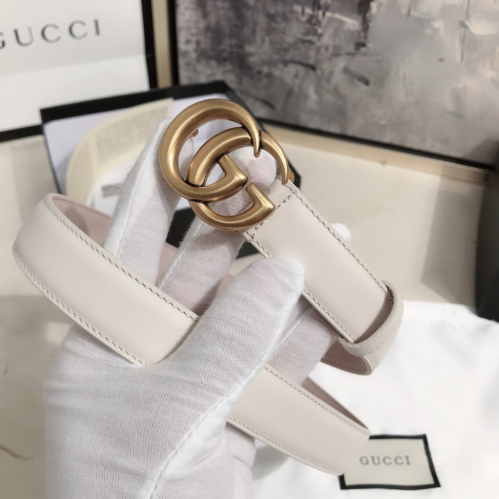 White G leather belt 25 mm