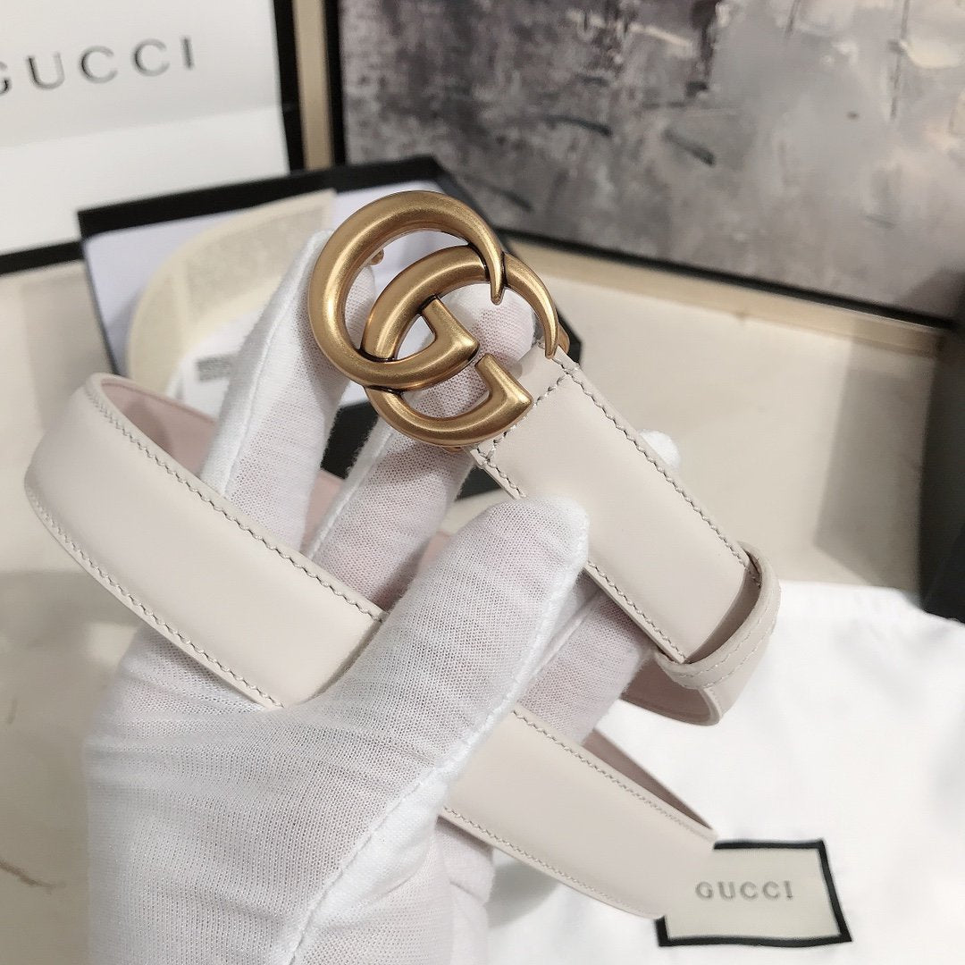 White G leather belt 25 mm