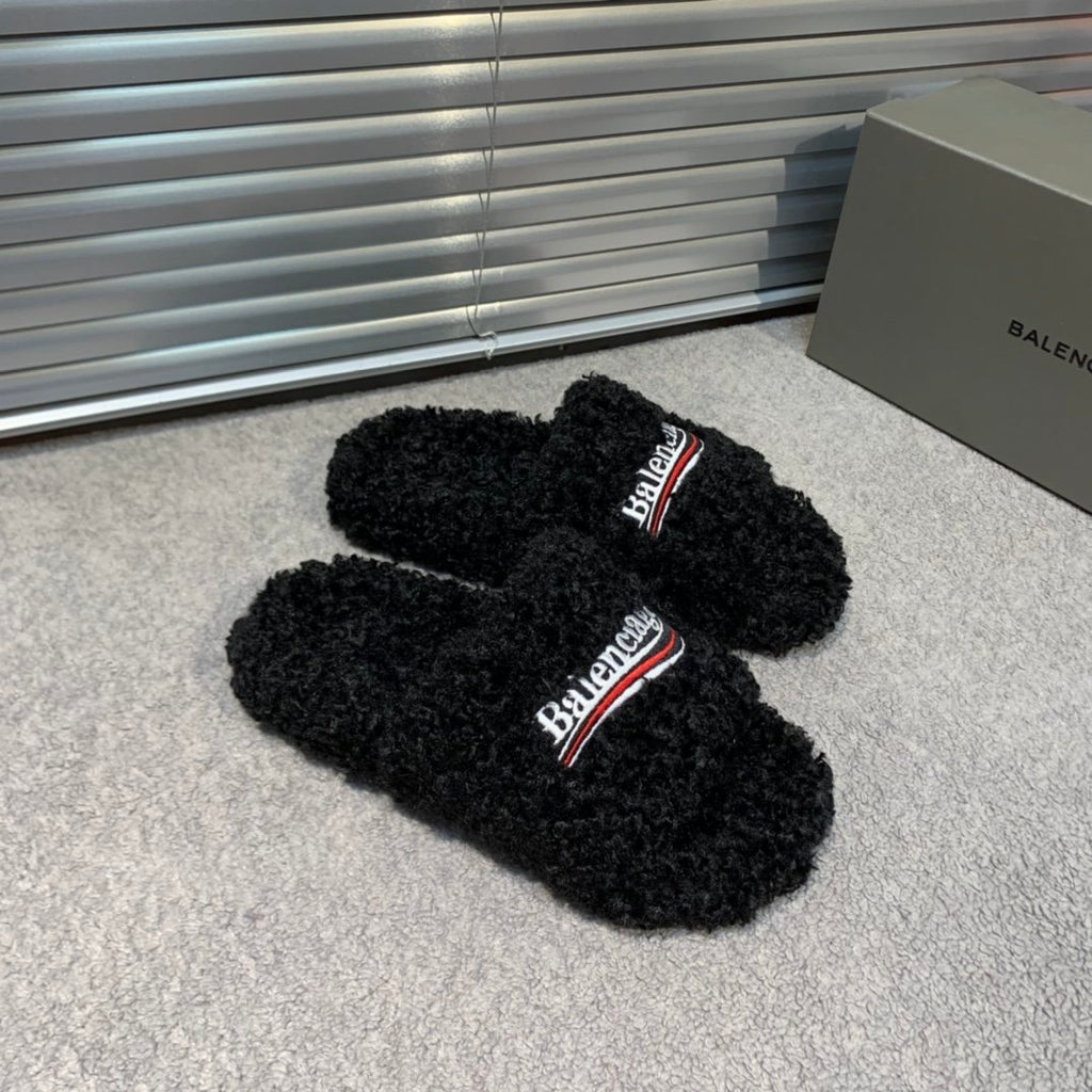 Men's Black BL Furry slides
