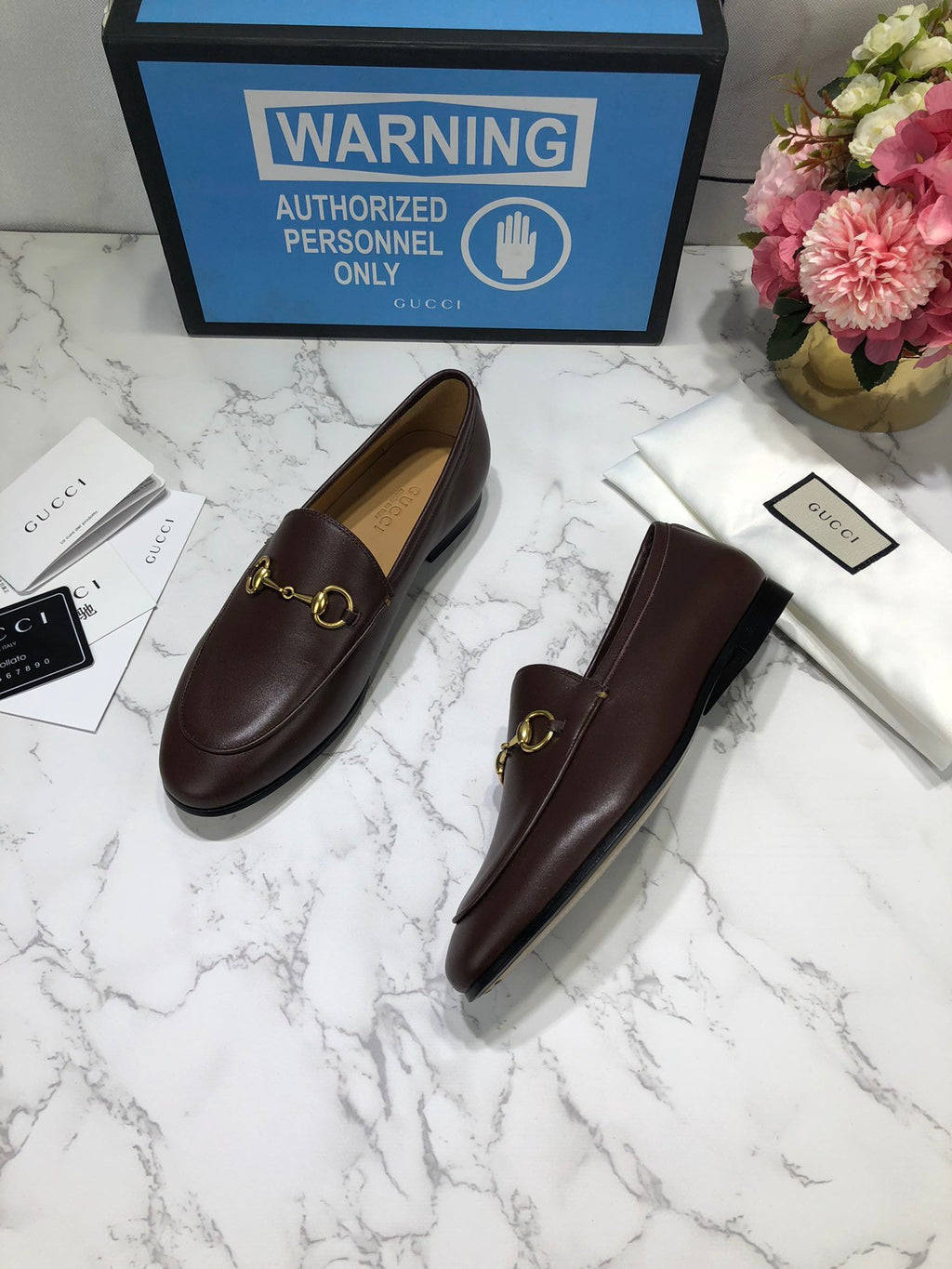 Dark-brown GJ leather collapsible-heel loafers