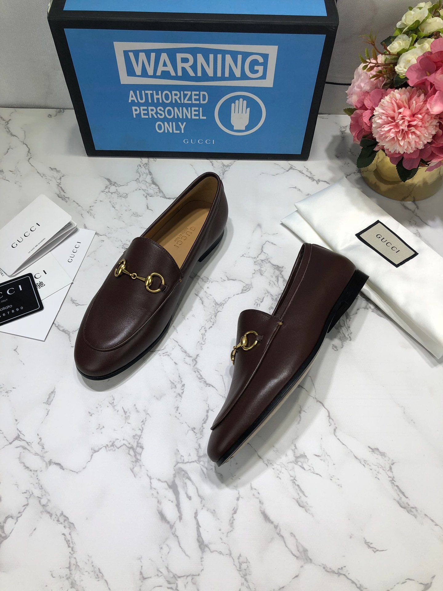 Dark-brown GJ leather collapsible-heel loafers