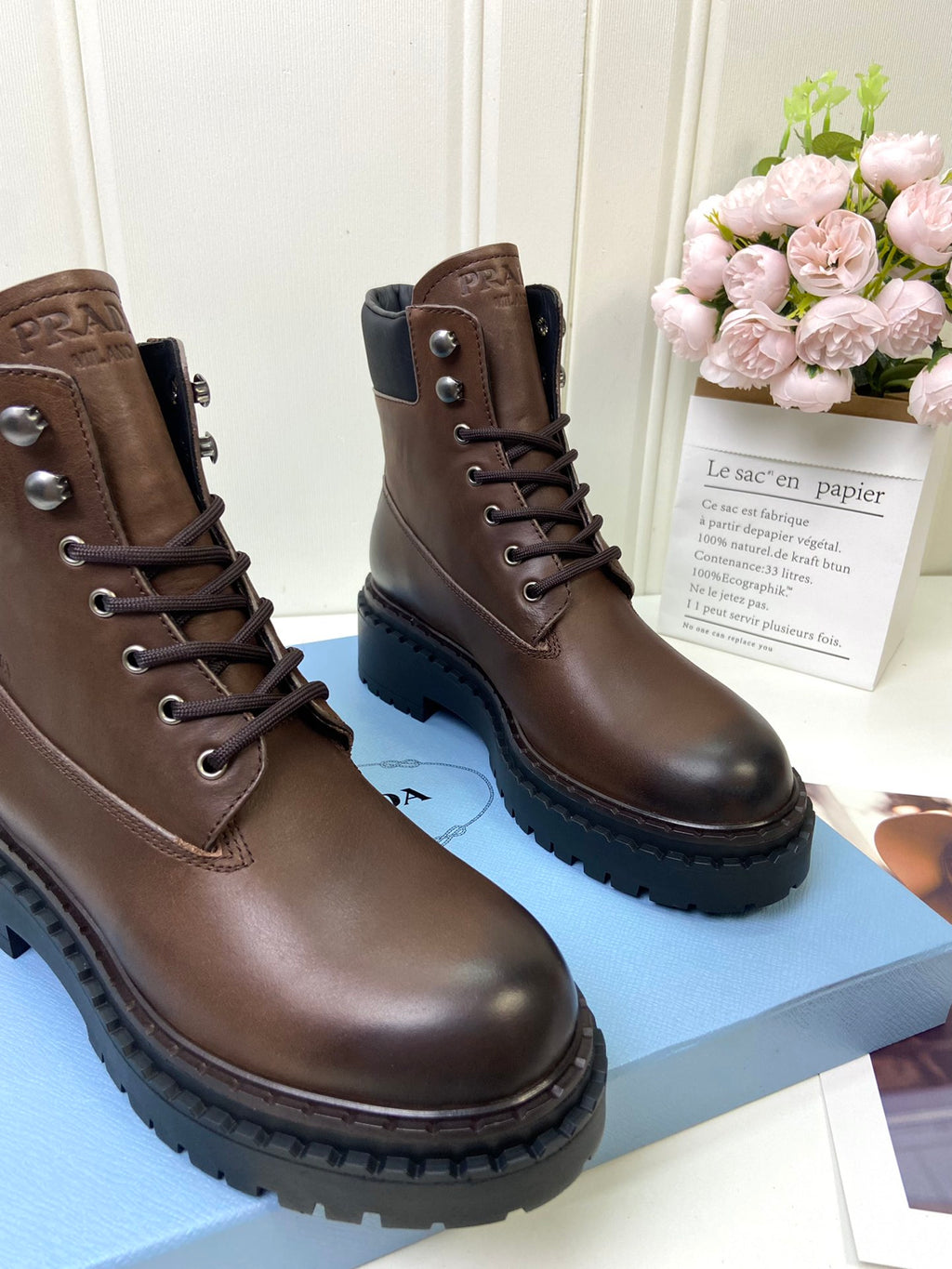 Ebony Leather & Re-Nylon Booties