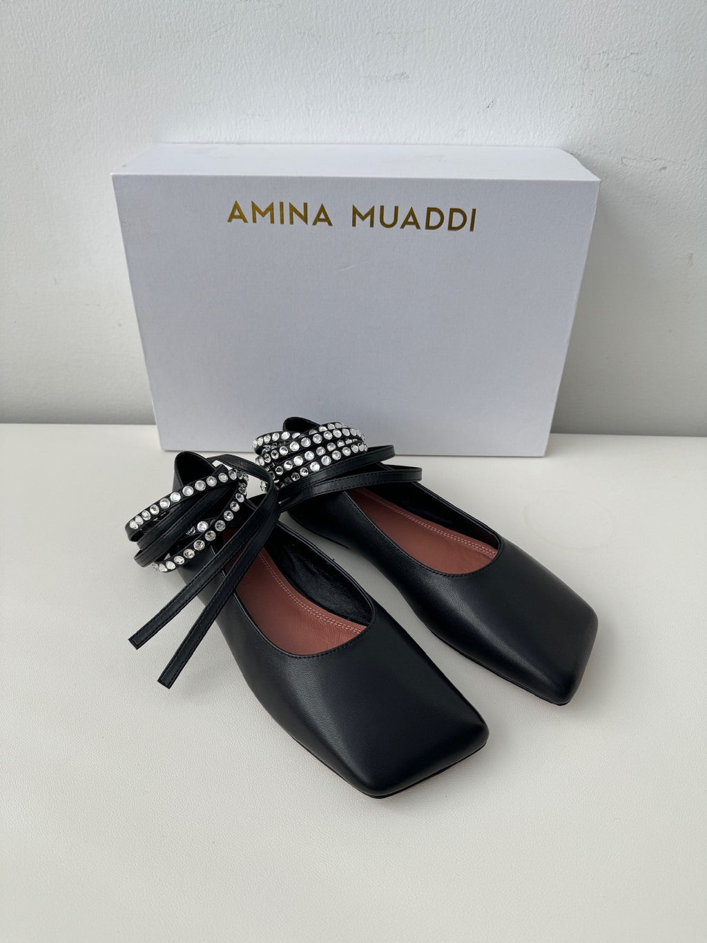 Black Ane Lace Up Flat