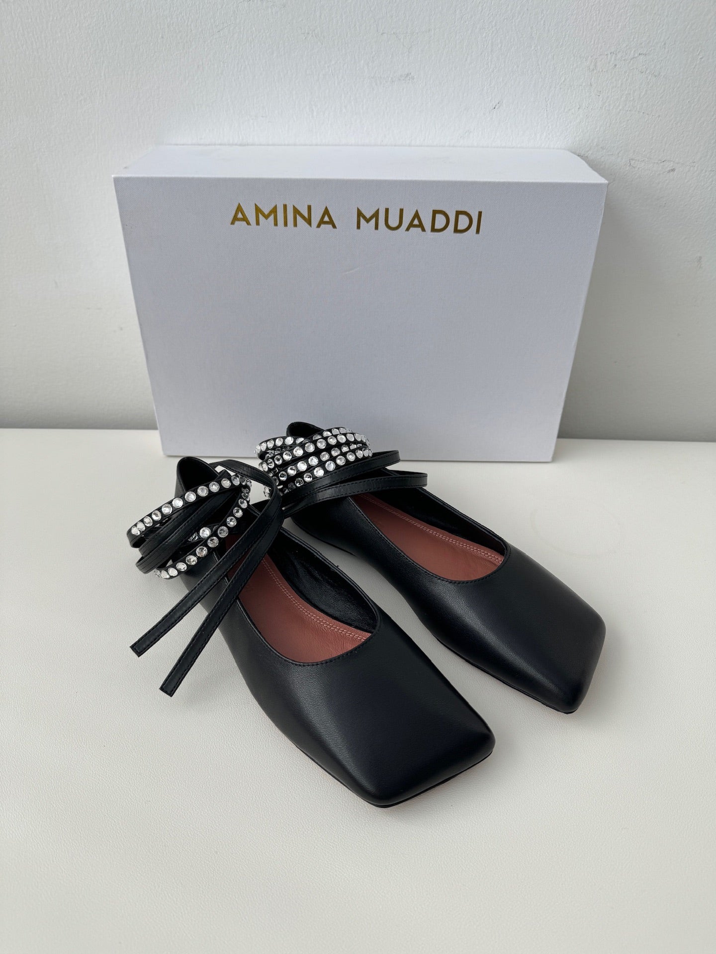 Black Ane Lace Up Flat