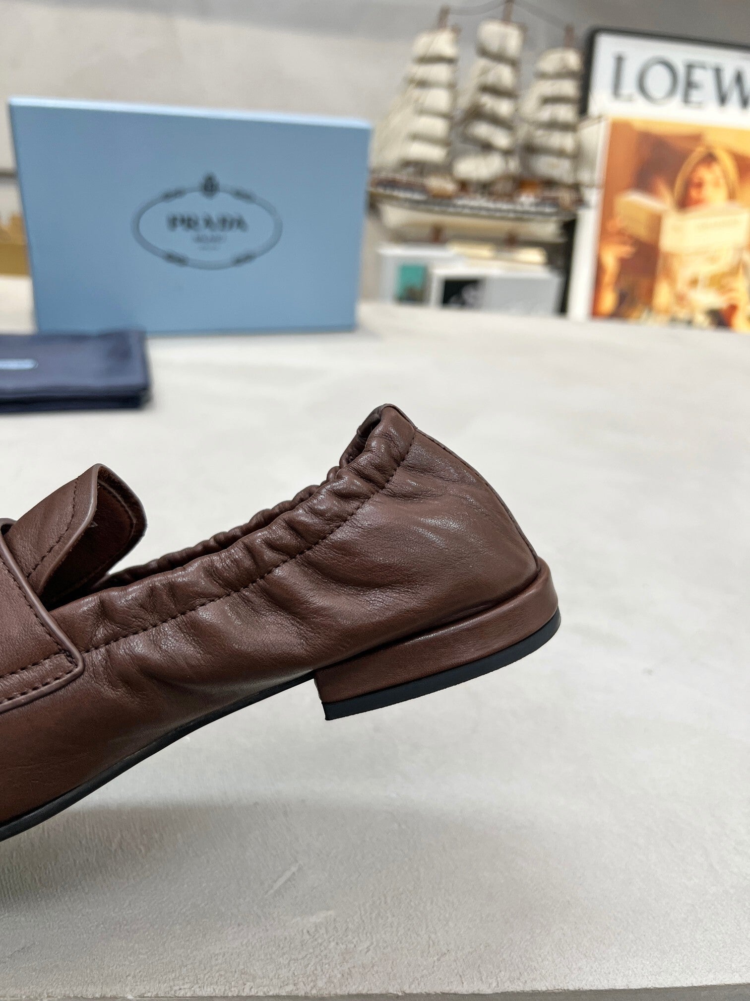 Women's Cognac Shuffle Antiqued Leather Loafers